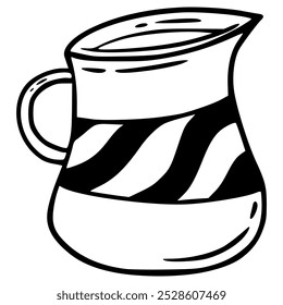 big water glass jar with stripped pattern hand drawn illustration