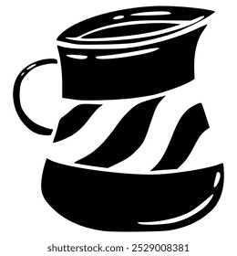 big water glass jar with stripped pattern hand drawn glyph icon