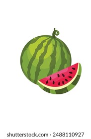 Un gran melón de agua con una rodaja