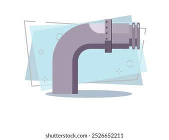 Großer Wasserrohrbau. Stahl, Kommunikation, Haus. Ingenieurkonzept. Vektorgrafik kann für Themen wie Leckage, Konstruktion, Reparaturservice verwendet werden