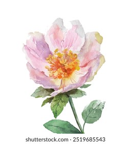 Big watercolor vector hand drawn peach white rose isolated on white background. Wedding spring unique print. Modern cute botanical image. Creative style art for trendy design. Eps 10. Not AI