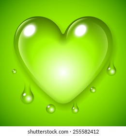 Big waterdrop in a shape of love heart symbol