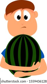 Große Wassermelone, Illustration, Vektorgrafik auf weißem Hintergrund.