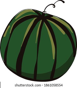 Big watermelon, illustration, vector on white background.