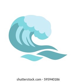 Big wave icon in flat style isolated on white background vector illustration