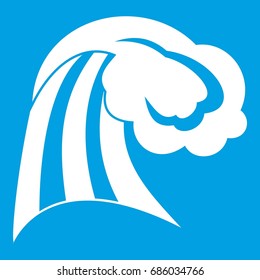 Big wave icon white isolated on blue background vector illustration