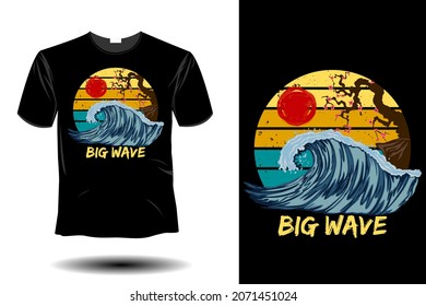 big wave mockup retro vintage design