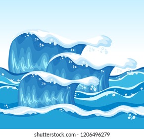 A big wave in ocean illustration