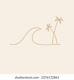 Big wave and palm tree logo