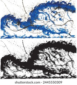 big wave. sea spray. Set of brush stroke waves.