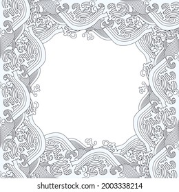 Ilustración vectorial de onda grande. Viejas obras de arte japonesas de estilo blanco y negro de la ola 60. Perfecto para carteles, postales, embalaje, plantillas, banners, tela, impresiones, negocios, logotipo. EPS10