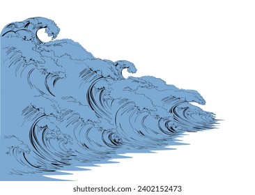 A big wave. Vector tsunami drawing