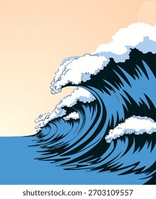 A big wave. Vector tsunami drawing