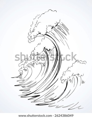 A big wave. Vector tsunami drawing