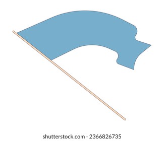 Big waving flag flat line color isolated vector object. Flag blows away in wind. Editable clip art image on white background. Simple outline cartoon spot illustration for web design
