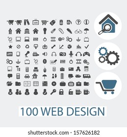 großes Web-Design, schwarz isolierte Symbole Set, Vektorgrafik