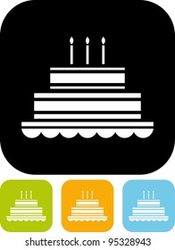 Big Wedding or Birthday Cake with Candles - Simple vector icon isolated on white