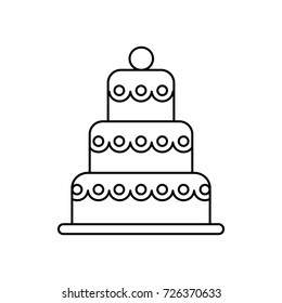 big wedding cake vector line icon, sign, illustration on background, editable strokes