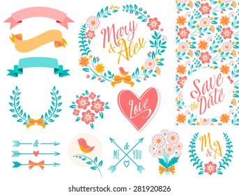 BIG Wedding graphic set isolated on white 
