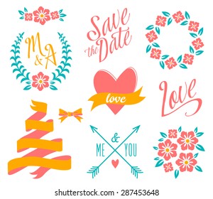 BIG Wedding graphic set isolated on white