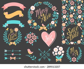 BIG Wedding graphic set isolated on grey