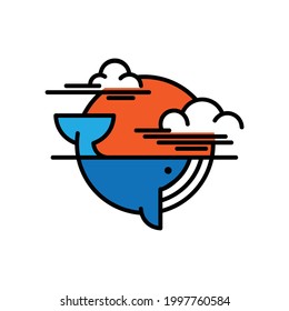 Big Whale And Cloud Logo Vector