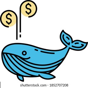 Big Whale Concept, Large Investment Vector Color Icon Design, Financier and investors Symbol on White Background, Business Capitalism and Finance Sign,