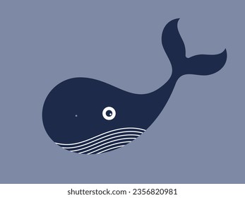 Big Whale. Flat vector illustration.