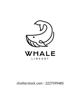 big whale minimal lines art modern logo design vector