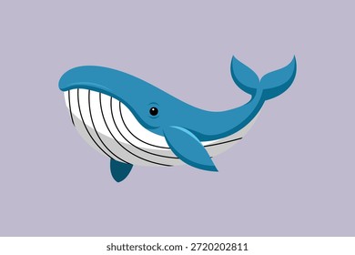 Big whale. Sea animals Concept. Colored flat vector illustration isolated