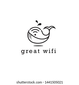 big whale wifi logo vector icon ilustration, Wifi logo design icon
