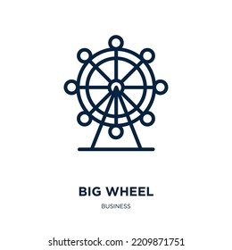 big wheel icon from business collection. Thin linear big wheel, big, wheel outline icon isolated on white background. Line vector big wheel sign, symbol for web and mobile