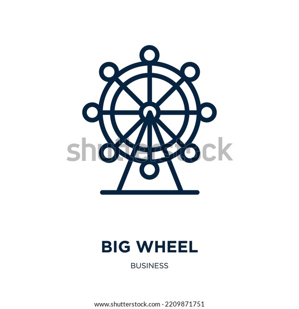big wheel icon from\
business collection. Thin linear big wheel, big, wheel outline icon\
isolated on white background. Line vector big wheel sign, symbol\
for web and mobile