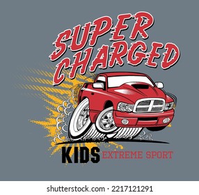 Big wheels monster truck vector design for boys