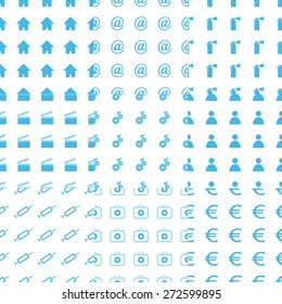 Big white and blue seamless pattern set for web design. Vector symbol