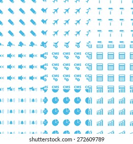 Big white and blue seamless pattern set for web design. Vector symbol