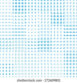 Big white and blue seamless pattern set for web design. Vector symbol