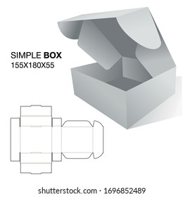 Big white box with a lid. Cardboard box, tightly closed. For food. Eco box for delivery