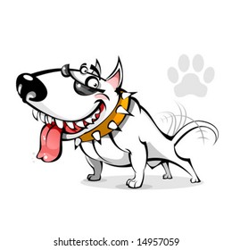 big white bull terrier with morden spectacles, vector picture