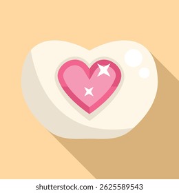 Big white heart containing smaller pink heart with shining stars icon in flat style