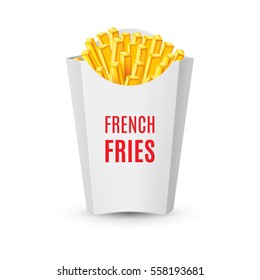 Big White Pack with French Fries. Illustration of Fast Food Icon