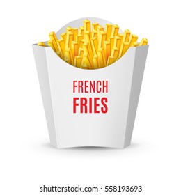 Big White Pack with French Fries. Illustration of Fast Food Icon for Design
