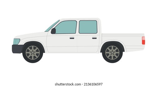 Big white pickup truck isolated on white background - Vector illustration