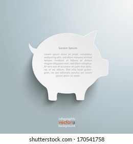 Big white piggy bank on the grey background. Eps 10 vector file.