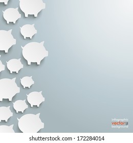 Big white piggy bank on the grey background. Eps 10 vector file.