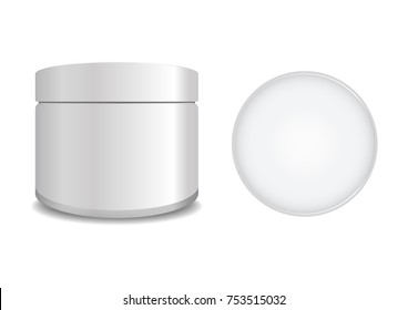 	
Big white plastic tube with round white cap. Vector packaging mock up template. Front view for your design