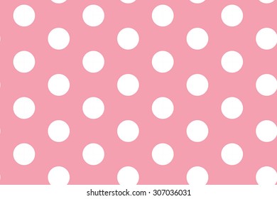 Big white polka dots on pink background seamless pattern