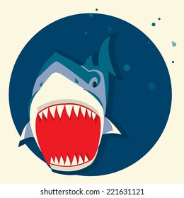 Big White Shark.Vector Cartoons Symbol Illustration