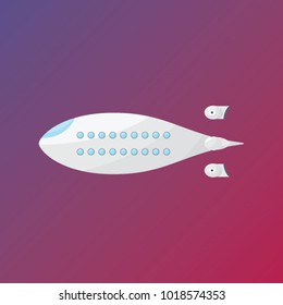 big white spaceship vector illustration. can use for web design with science, space and fantasy topic. concept alien spaceship in universe