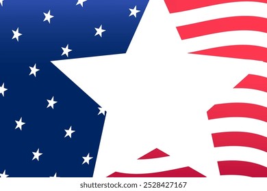 Big White Starburst in the Center of Blue and Red American Flag Design Vector Illustration